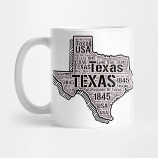 Texas Map Word Art Texas State Words Cloud Mug